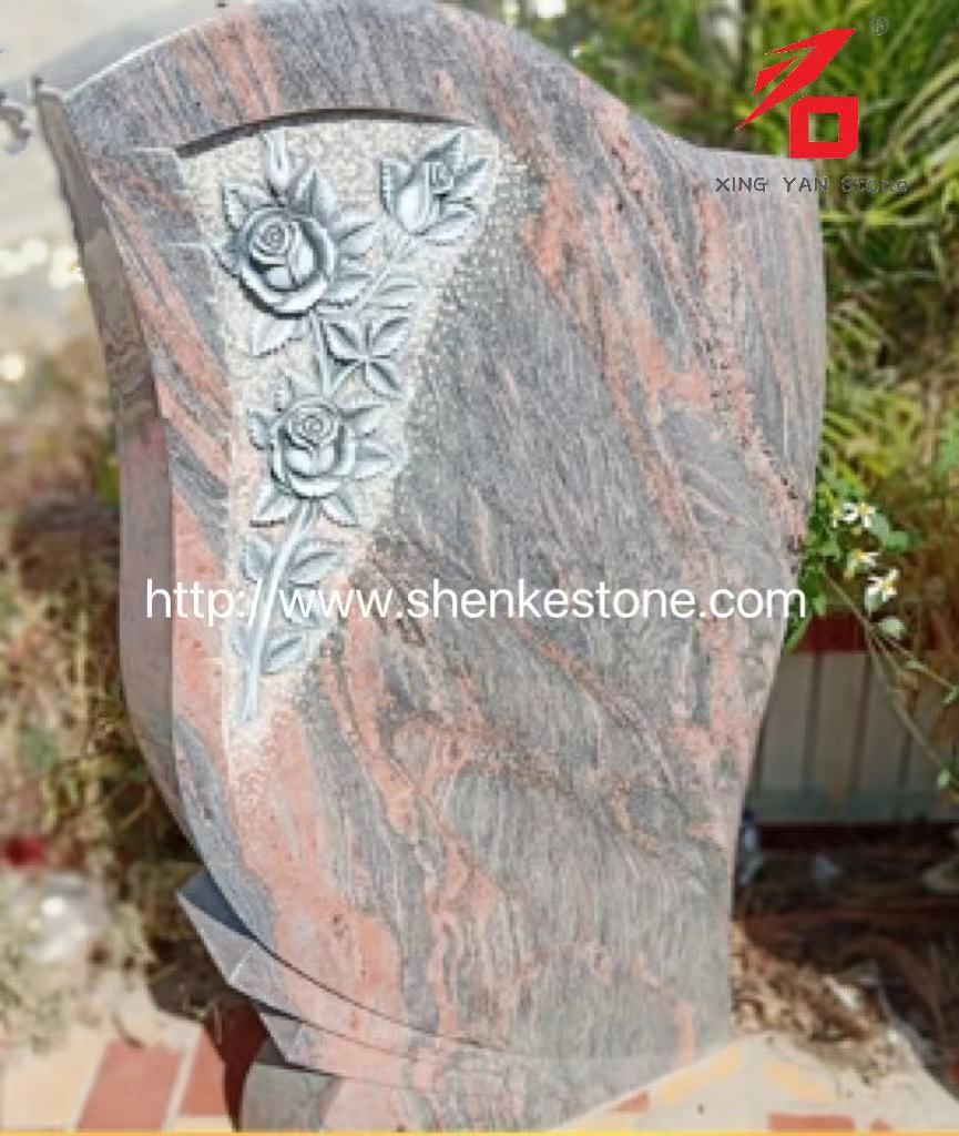 Tombrotoni rosa intagliato in granito in granito rosso brasiliano in vendita