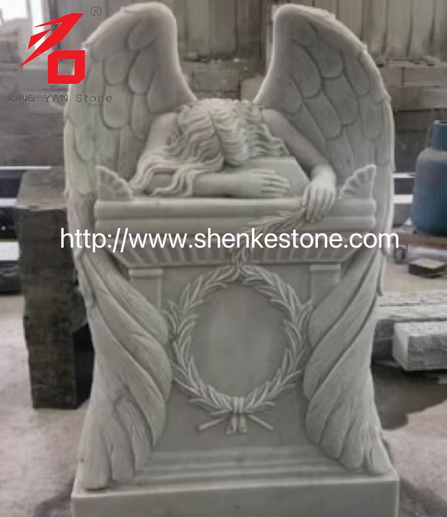 Acquista la statua angelo piangente di marmo bianco dalla fabbrica di Haobo