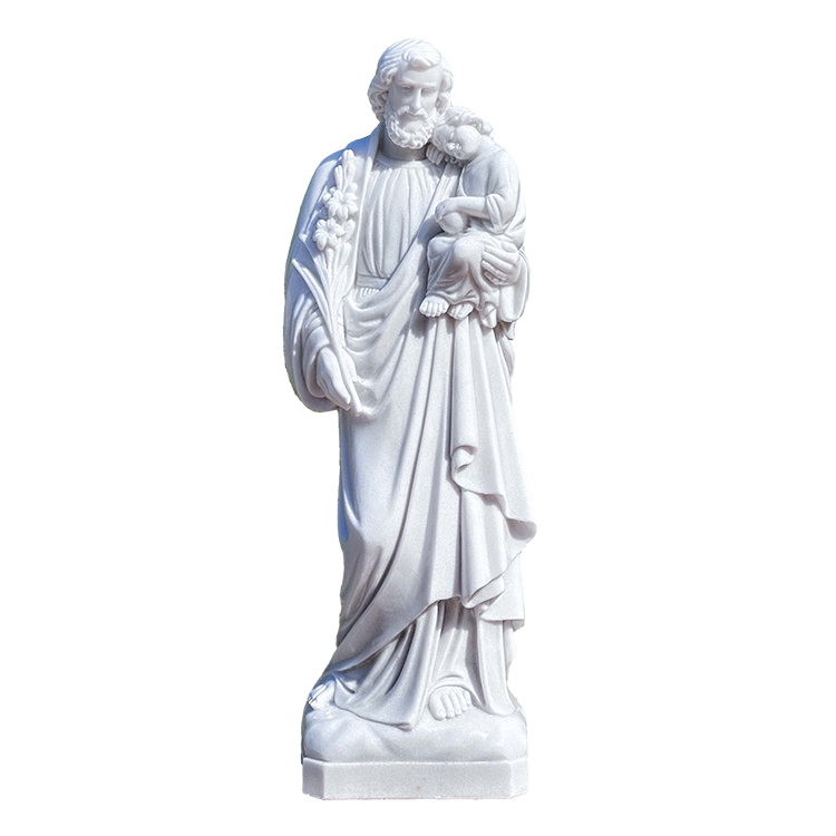 Statua in marmo di San Giuseppe con bambino