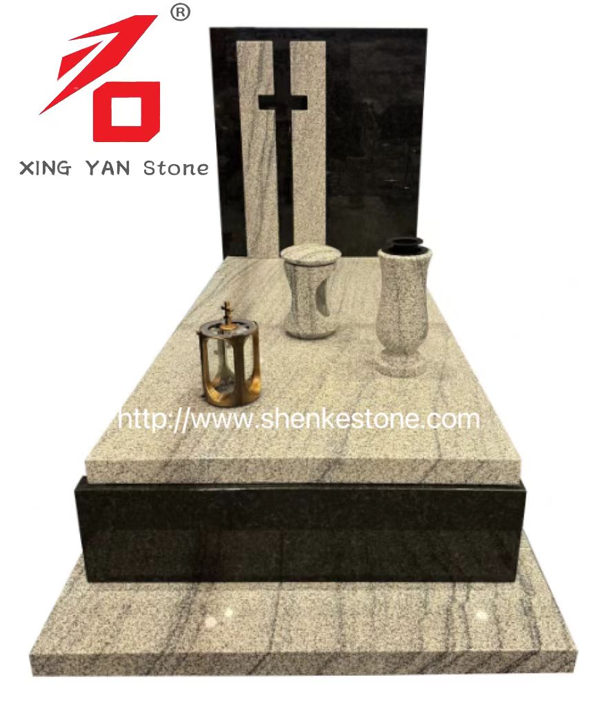 Monumento funebre progettato in granito moderno (con vaso funebre e lanterna)