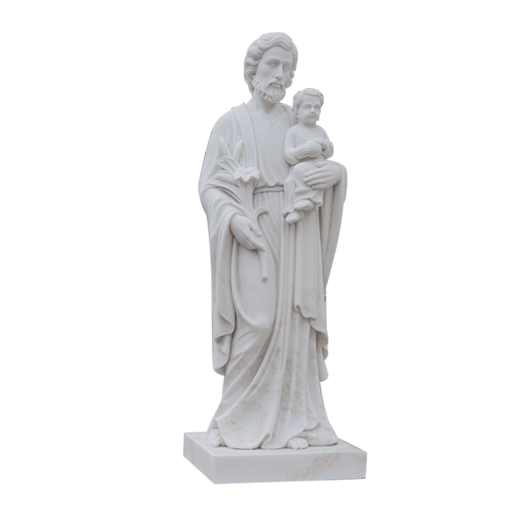 Statua in marmo di San Giuseppe con bambino