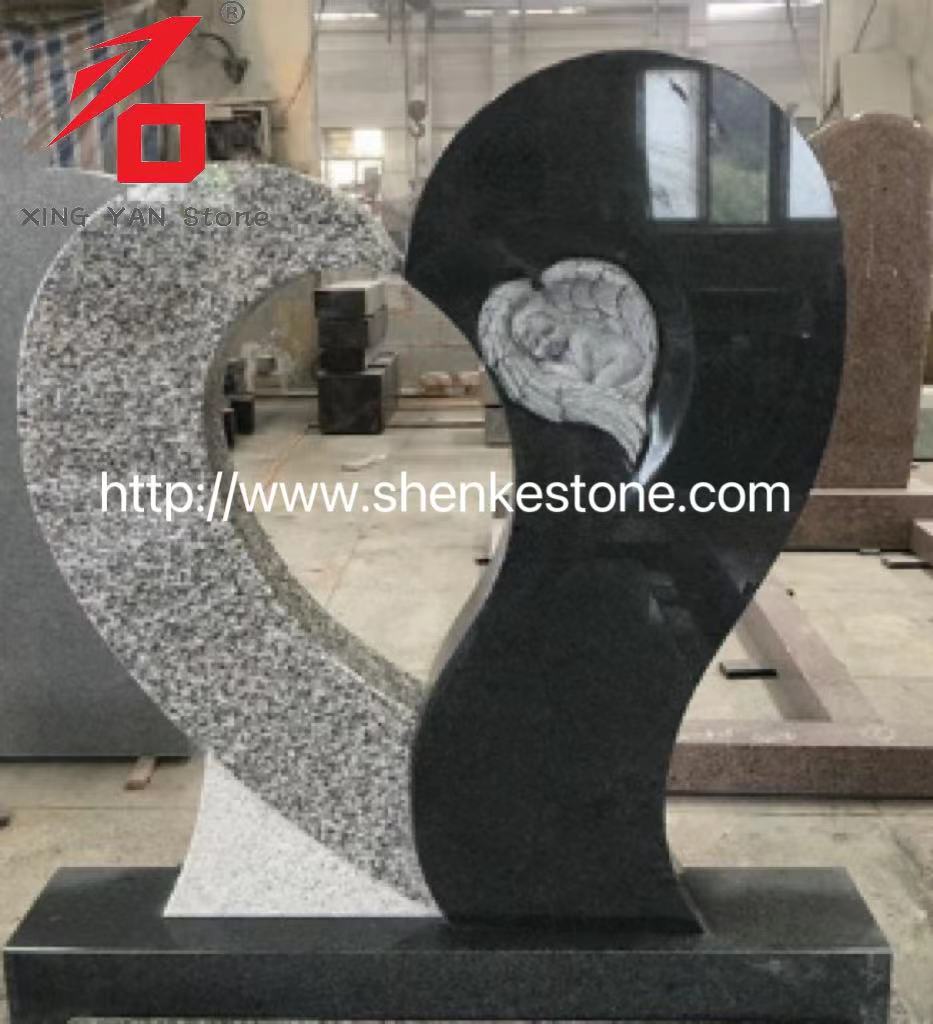 Special a forma di cuore singolo lapide angelo per il cimitero