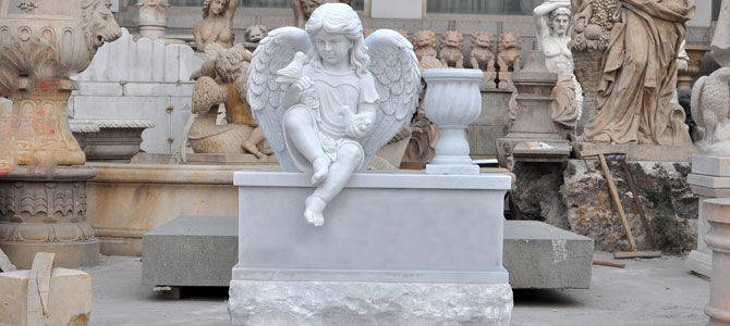 Scultura di pietra decorativa per giardino ad alato di xingyan